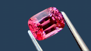 Vibrant elongated rectangular-cut natural pink spinel from Mogok, Myanmar, with exceptional clarity, perfect for custom-made fine jewellery.