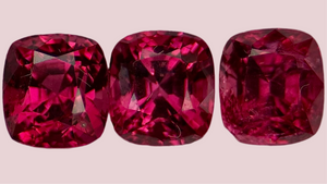 Magenta-pinkish trio Burmese spinel gemstones, rare and vibrant colour, ideal for custom fine jewellery sets like earrings, rings, or necklaces.