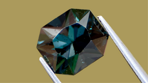 Rare dark green spinel in an octagonal cut, ethically sourced from Mogok, Myanmar. Ideal for bespoke jewellery collectors seeking unique luxury gemstones.