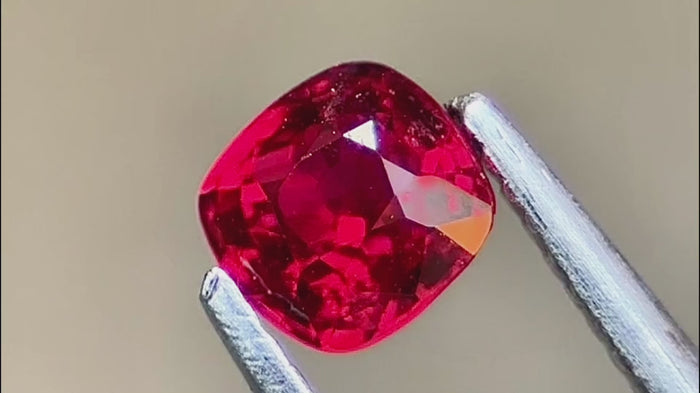 Rare neon-red natural spinel gemstone from Myanmar, ethically sourced and perfect for one-of-a-kind jewellery designs.