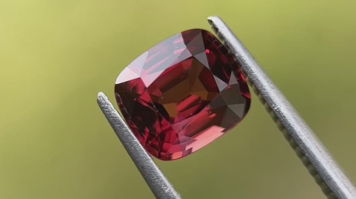 Red gemstone cushion-cut, Mogok Myanmar (Burma) origin natural untreated spinel 