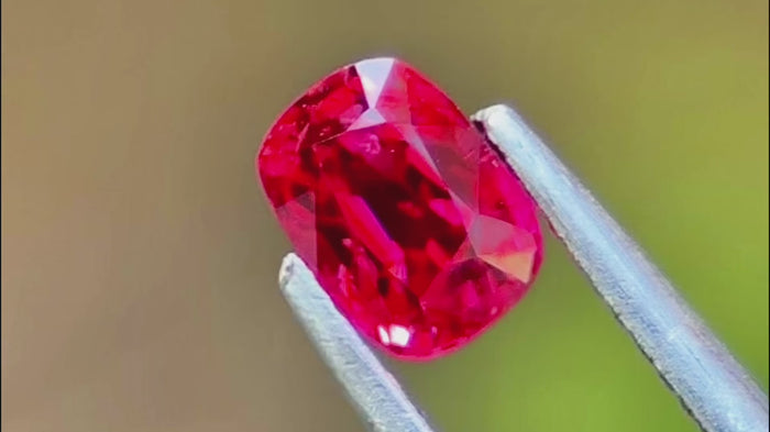 Neon red Burmese spinel, 0.51ct gemstone, ethically sourced and untreated, ideal for bespoke luxury jewellery designs.